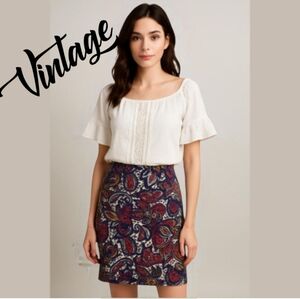 70's True Vintage Paisley Pencil Skirt Koret Piccolo Canadian Union Made (ILGWU)